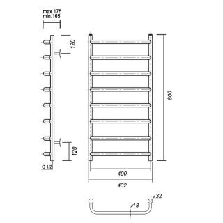 Полотенцесушитель водяной Domoterm Стефано П8 400x800 золото